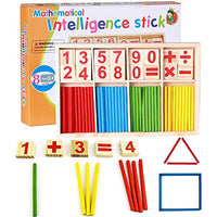 umbresen Counting Sticks Montessori Toys Math Educational Toy, Wooden Intelligence Sticks Number Cards and Counting Rods with Box (Counting Sticks)