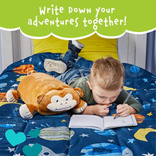 Load image into Gallery viewer, MEMORY MATES Jesi The Monkey Memory Foam Pillow Plush with Kid&#39;s Diary That Stores in Belly Pocket, 15 Stuffed Animal, 6&quot; Journal
