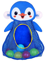 PlayGo Bath Toy Organizer Penguin | Four Suction Cups for Hanging | Bathtub Toys Holder | Bathroom Baby Toy Storage Quick Dry Bathtub Mesh Net | 2 in 1| 10 Pieces Colorful Soft Balls, 18703