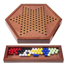 Load image into Gallery viewer, AMEROUS 12.5 inches Wooden Chinese Checkers Set with Storage Drawer - 60 Acrylic Marbles in 6 Colors - 12 Bonus Spare Marbles, Classic Strategy Family Board Game for Kids and Adults
