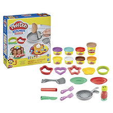 Load image into Gallery viewer, Play-Doh Kitchen Creations Flip &#39;n Pancakes Playset 14-Piece Breakfast Toy for Kids 3 Years and Up with 8 Non-Toxic Modeling Compound Colors
