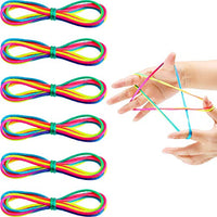 meekoo 6 Pieces Cats Cradle String String Hand Game Finger String Toy Supplies, 165 cm Length, Rainbow Color
