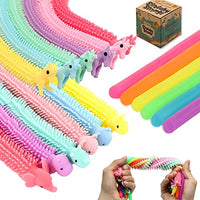 ZaxiDeel Sensory Stretchy Noodles 18PCS - 3 Style Fidget Toys for Kids and Adults with ADD, ADHD, OCD or Autism