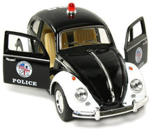 Load image into Gallery viewer, 5 Classic Volkswage 1967 Beetle Police car 1:32 Scale (Black/White) by Kinsmart
