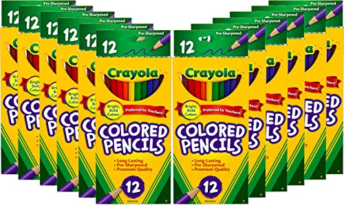 Crayola Colored Pencils Bulk, Kids School Supplies For Teachers, 12 Packs with 12 Colors [Amazon Exclusive]