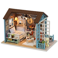 Yongfer DIY Miniature House Kit - DIY Wooden Cottage Miniature House Kit with LED Lights Gifts Home Decor with Cover