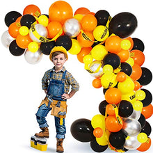 Load image into Gallery viewer, Construction Party Balloon Garland Kit, 120 Pack Orange Black Yellow Balloons Garland Kit for Construction Quarantine Birthday Party Decorations
