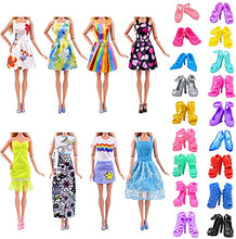 Load image into Gallery viewer, Ecore Fun 30 PCS Doll Clothes and Accessories 5 Fashion Clothes Sets 5 Fashion Skirts 10 Mini Dresses 10 Shoes Fashion Casual Outfits Set Perfect for 11.5 inch Dolls
