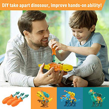 Load image into Gallery viewer, Funlio ?3-in-1? Dinosaur Toy Sets for Kids 3 Years&amp;Up, 3 Take Apart Dinosaurs with Drills for DIY Building Fun, 16 Dino Figures with Stones&amp;Trees for Role Playing Fun, Darts&amp;Target for Shooting Fun
