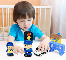 Load image into Gallery viewer, Click N&#39; Play 6 Piece Police Station Figurine Playset for Kids, Soft Touch Vinyl Bath Toy.
