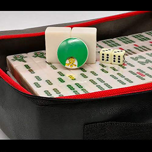 JSY 144 PCS Travel Mahjong Gift Bag Box Dice Portable Chinese Digital Sculpture Plastic Multiplayer Entertainment Family Leisure Gathering Mahjong (Color : Soft Leather Bag, Size : 403121mm)