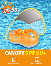 Load image into Gallery viewer, LAYCOL Baby Swimming Float Inflatable Baby Pool Float Ring Newest with Sun Protection Canopy,add Tail no flip Over for Age of 3-36 Months (Orange, L)
