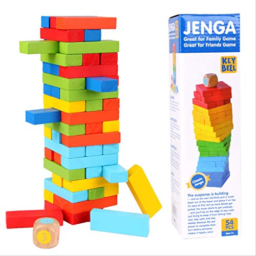 AQingXin 54 Pieces of Color Stacked High Children's Layered Domino Toy Table Game