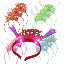 Load image into Gallery viewer, The Electric Mammoth Light Up New Years Eve Headbands  Set of 12 Headband  LED Flashing Party Favors Head Hair Hat Fashion Accessory Glowing Kids Adult (Fiber)

