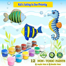 Load image into Gallery viewer, BC BINGO CASTLE Arts and Crafts for Kids Ages 4-6-8-12 Girls Boys, Paint Your Own Animal Rock Painting Kit with Seahorse+2 Fish, Creative DIY Fish Tank Decorations Gifts.
