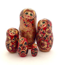 Load image into Gallery viewer, Unique Russian Nesting Dolls Fairytale Firebird Hand Carved Hand Painted 5 Piece Set 7&quot; Tall
