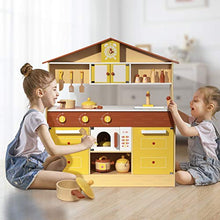 Load image into Gallery viewer, ele ELEOPTION Pretend Wooden Kitchen Playset for Kids Toddlers, Toys Gifts for Boys and Girls
