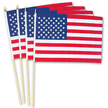 Load image into Gallery viewer, ArtCreativity 12 x 18 Inch USA American Flags on Stick, Pack of 12, Independence Day Fourth of July Decorations, Patriotic Party Favors, Memorial Day Grave Markers, Handheld US Flags
