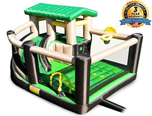 Load image into Gallery viewer, Island Hopper Fort All Sport Recreational Kids Bounce House with Fort Area, Climbing Wall, Basketball, Soccer Shot, Curved Slide &amp; Twist &amp; Tangle Game
