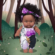 Load image into Gallery viewer, Ecore Fun 2 Pcs 8 Inch Black Baby Doll African Washable Realistic Silicone Baby Dolls with Clothes and Hairband
