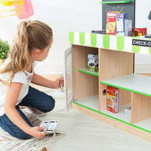 Load image into Gallery viewer, Teamson Kids - Cashier Austin Wooden Fresh Mart Market Grocery Store Pretend Play Stand with 26 Accessories - Green / Wood
