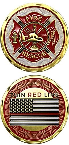 Fire Department Thin Red Line Challenge Coin