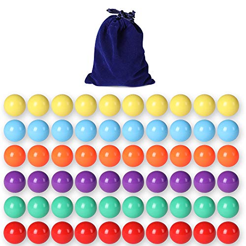 Laviesto 60 Pcs Game Replacement Balls for Chinese Checker, 5/8 Inch Solid Color Replacement Balls for Chinese Checkers, Marble Run, Marbles Game(6 Colors)