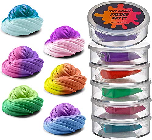 Squeeze Craft Color Changing Frudge Putty Heat Sensitive - Mini Slime Putty - for Sensory and Tactile Stimulation, Event Prizes, Slime Parties, Educational Game, Fidget Toy (12 Pack 0.5 Oz.) (6 Pack)