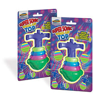 Geospace Super Sonic Wind-Up Spinning Tops with Light and Sound (2-Pack)