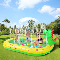 YASITY Sprinkler Pool for Kids, 3 in 1 Dinosaur Inflatable Sprinkler Swimming Pool for Toddler Indoor & Outdoor, Large Size Sprinkler Splash Pad Summer Water Toys for Backyard, Party, Garden, Beach