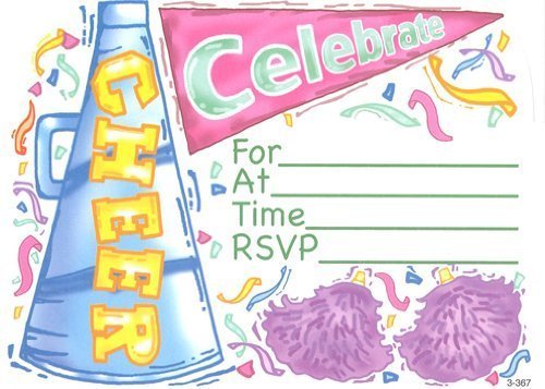 Lil' Pickle Girls Cheer Invitations, Fill-in Style, 8 Pack