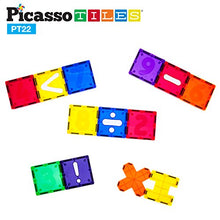 Load image into Gallery viewer, PicassoTiles PT22 Magnetic Building Blocks 22pc Numerical Magnet Tiles Educational Kit Toy Set 3D Clear Color Stacking Block STEM Playboard Novelty Game w/ Numbers, Roman Numerals, and Math Symbols
