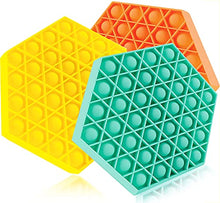 Load image into Gallery viewer, Aucma 3 Packs Bubble It Toy, Stress Relief Pack Under 3 5 10 20 Dollars Pressure Game Girls Boys Teal Yellow Hexagon
