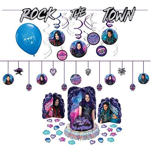 Descendants Party Decorations Kit with Banners, Centerpieces and Hanging Swirl Decor Supplies for Birthday