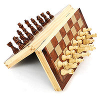 HIJIN Magnetic Chess Set, Magnetic Wooden Chess Folding Board Chess Pieces Set with 2 Extra Queens and Storage Slots, for Kids Party Family Activities,2424