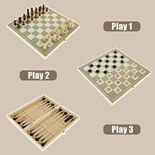 Load image into Gallery viewer, Wooden Chess Set, 13.313.3In International Chess and Classic Wooden Chess Pieces 3 in 1 Foldable Travel Chess Board, Handmade Portable Travel Chess Board Game Sets Family and Travel Board Games (C)
