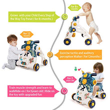 Load image into Gallery viewer, Baby Walker for Boys Girls, 3 in 1 Sit-to-Stand Learning Walker, Kids Multiple Activity Center /Lights, Music, Detachable Panel, Baby Push Walkers Gift for Babies Over 8 Months/Blue
