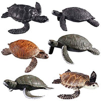 HOMNIVE Turtle Figurines - 6pcs Realistic Ocean Sea Animal - Plastic Hawksbill Sea Turtle Figures Set - Educational Learning Toys for Boys Girls Kids Toddlers
