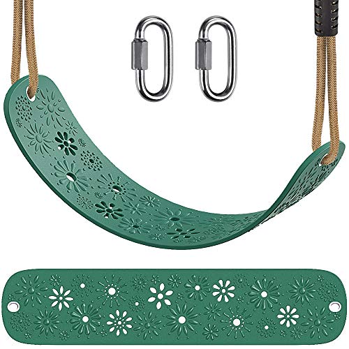 BeneLabel Heavy Duty Swing Seat with Carabiners, Playground Swing Set Accessories Replacement, Adjustable Rope, Longest 6.7ft, Shortest 4.2ft, Seat Width 27.2