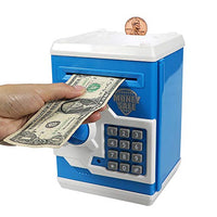 Kelibo Electronic Money Bank for Kids, Elctronic Password Security Piggy Bank Mini ATM Cash Coin Saving Box Smart Voice, Toy Gifts Birthday Gift for Children (Blue)
