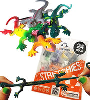 UpBrands 24 Painted Stretchy Lizards Toys 3 Inches Bulk Set, 4 Models, Kit for Birthday Party Favors for Kids, Goodie Bags, Easter Egg Basket Stuffers, Pinata Filler, Classroom Prizes