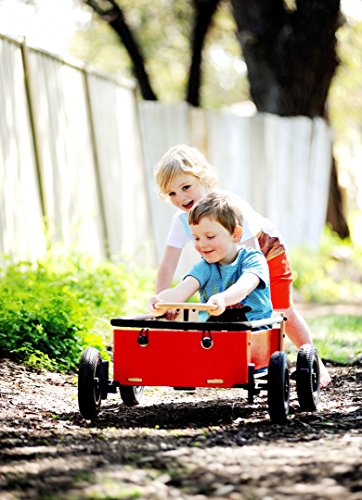 Wishbone Wagon 3in1, My First Wagon in Classic Red for Outdoors, Soap Box Racer and Foot to Floor Car, Push and Pull, Ages 12 months to 10 years