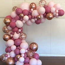Load image into Gallery viewer, Soonlyn Pink Balloons Garland 135 Pcs 18 In 12 In 5 In, Dusy Rose Gold Metallic Confetti Latex Balloons Arch Kit for Baby Shower Decorations for Girl Birthday Party, Bridal Shower, Wedding

