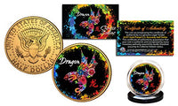Chinese Zodiac Polychrome Genuine JFK Half Dollar 24K Gold Plated Coin - Dragon