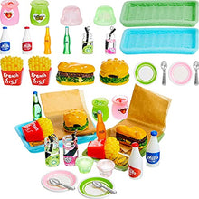 Load image into Gallery viewer, Chalyna 8 Set 20 Pieces Miniature Food Pretend Fast Food Play Toys Set Hamburger Fries Soda Pudding Milk Juice Doll Food Kitchen Accessory Toy for Kids Party Accessory Restaurant Decor

