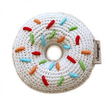Load image into Gallery viewer, Cheengoo Organic Hand Crocheted Bamboo Rattle - White Donut
