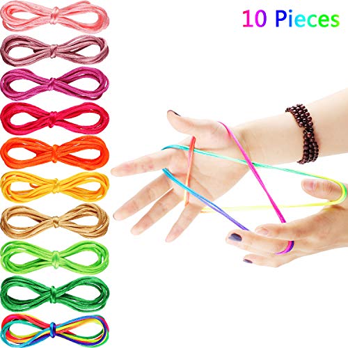 10 Pieces Cats Cradle String Finger Game String String Toy Supplies, 65 Inch Long, 10 Colors