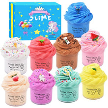 Load image into Gallery viewer, WUHUANIU 9 Pack Scented Butter Slime Kit,Ideal Slimes Bulk for Kids,Super Soft and Non Sticky DIY Slime Surprise Toy,with Charm Unicorn,Cherry,Ice Cream,Stitch,Watermelon,Latte and More
