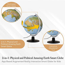 Load image into Gallery viewer, Waypoint Geographic Earth Physical Illuminated Globe with Augmented Reality: Smart 2 in 1 map for Kids Ages 3 and up, Includes up-to-Date Information About The World Along with Famous Landmarks(10&quot; Di
