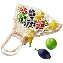 Load image into Gallery viewer, HABA Shopping Net Fruits - 10 Piece Wooden Pretend Play Food Set in Cotton Bag (Made in Germany)
